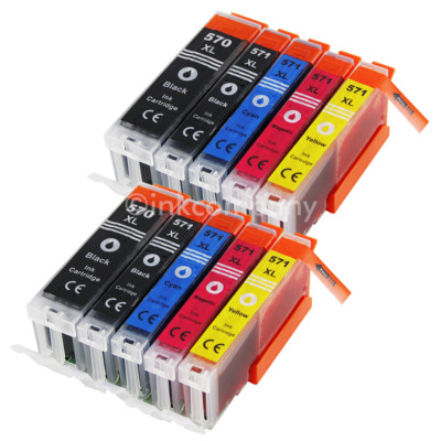 10x Tinte XL für Canon MG6851 MG5720 MG5721 MG5722 MG6850 PGI-570XL CLI-571XL