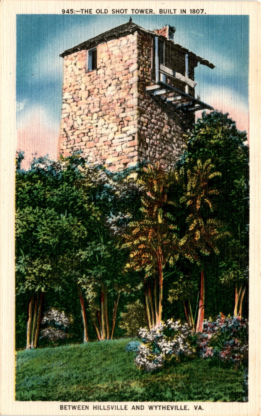 OLD SHOT TOWER, HILLSVILLE, WYTHEVILLE, VA, New River, Postcard