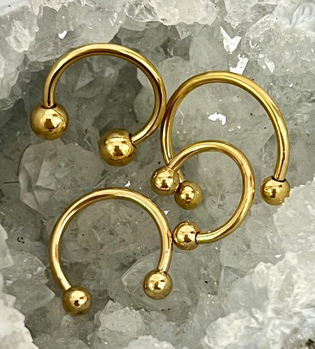 1pc Gold Circular Barbell Horseshoe Ring Septum Ear Cartilage Nipple Eyebrow - Picture 11 of 20