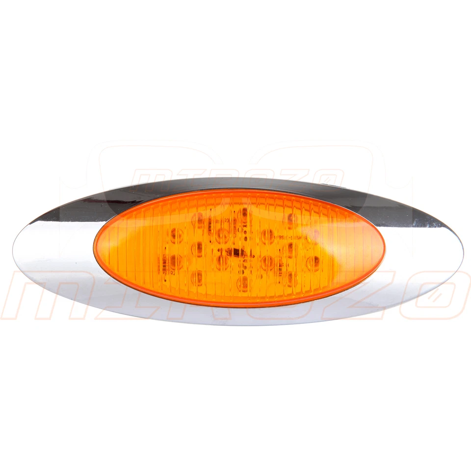 8pcs Amber 16 LED 6.5'' Side Marker Clearance Light w Chrome Bezel for Peterbilt - Image 4 of 4
