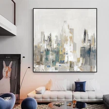 Wall Painting Simple Atmosphere Pure Hand Painted Abstract Oil Painting city