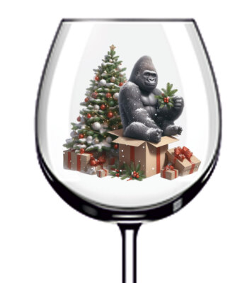 12x Farbe Weihnachten Gorilla Baum Vinyl Aufkleber Abziehbild Becher Weinglas Flasche