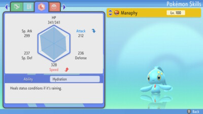 Pokemon Brilliant Diamond Shining Pearl BDSP - 6IV Max EV Manaphy
