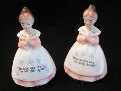 Vtg Enesco Mother In The Kitchen Salt & Pepper Daily Bread Give Thanks E-3348