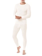 Fruit of the Loom Men's Waffle Base Layer Crew Neck Thermal Pants &Top White XL