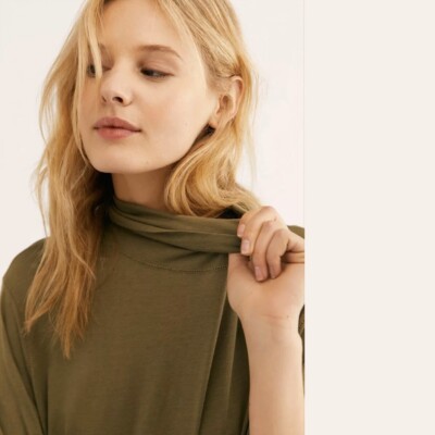 Free People NWT High Neck Ruffle Mia Tunic Top Mini Dress