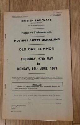 Old Oak Common - Signal Alterations Panel Stellwerk 1972 British Rail Western 