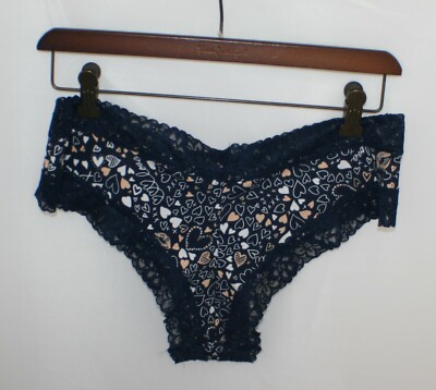 Victoria's Secret Womens Lace Cheeky Panties Sz XL Hearts Blue White Orange NEW