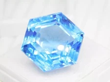 Brazilian Blue Topaz Natural Rare Hexagon Shape Gemstone EGL Certified 10+ Ct