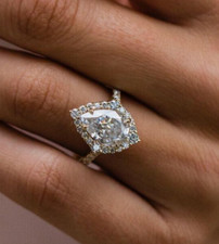 New 3.10Ct Pear Cut Simulated CZ Halo Women Engagement 925 Sterling Silver Ring