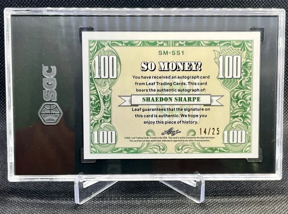 2021-22 Leaf Metal Shaedon Sharpe Blue Crystal Auto /25 SGC 9.5 - Image 2 of 2