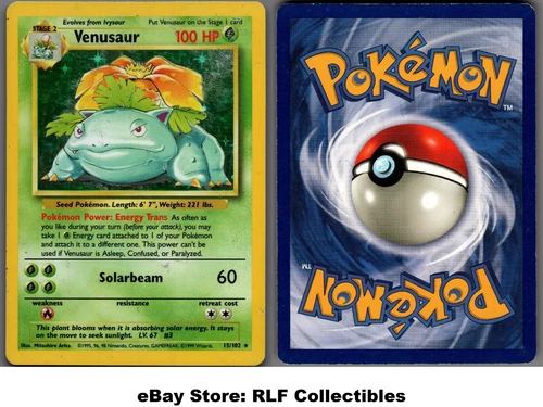 1999 Pokemon, Base Set, #15/102 Venusaur, Holo Rare