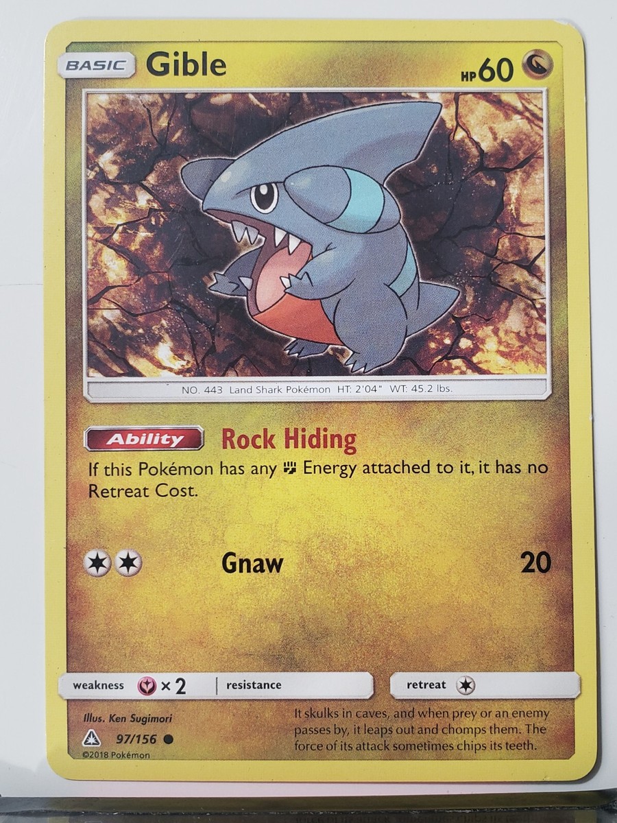 Gible 97/156 LP - Ultra Prism Sun Moon Pokemon Card $2 Flat Shipping Gible 97/156 LP - Ultra Prism Sun Moon Pokemon Card $2 Flat Shipping