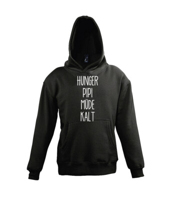 Youth Designz Kinder Hoodie Hunger, Pipi, Müde, Kalt Pullover Logo Print Lustig 