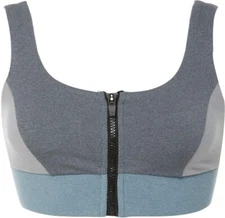 MICHI Mist Front Zip Colorblock Sports Bra Heather Gray Blue Size XS EUC