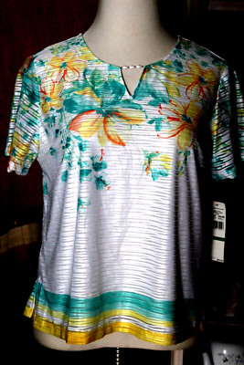 ALFRED DUNNER SPRING LAKE WOMEN'S SLIP ON TOP SIZE-PL  MULTi FLORAL PRINT  NWT