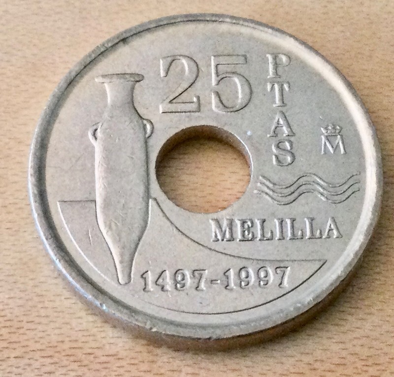 SPAIN 🇪🇦  25 PESETAS COIN 1997  MELILLA 1497-1997  Free Shipping!