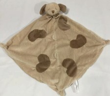 Angel Dear Puppy Dog Baby Security Blanket Tan Brown Spots Lovey 12x12  