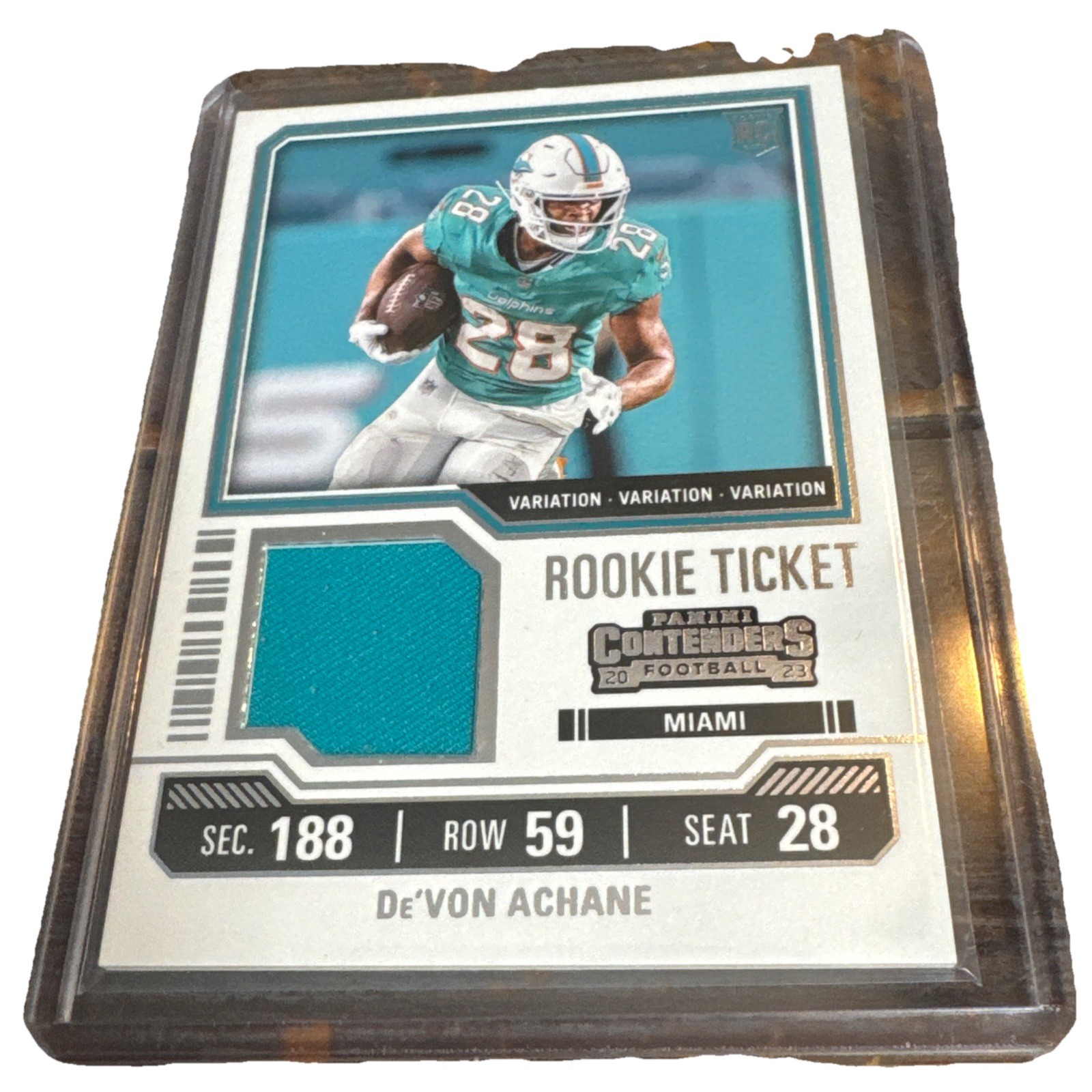 2023 Panini Contenders - Rookie Ticket Swatches De'Von Achane Variations MEM, RC