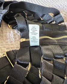 Bordelle Silk Push Up Bustier & Harness Brief - Black Size S 