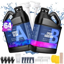 Epoxy Resin 64OZ - Crystal Clear Kit - No Yellowing 64 OZ, clear