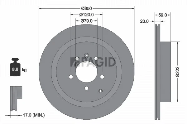 2x PAGID Disque Außenbelüftet Ø350mm pour Land Rover Discovery IV L319 La - Photo 1/1