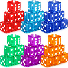 36 Piece 19Mm Casino Style Craps Dice Sets Acrylic Translucent D6 Dice Bulk Squa