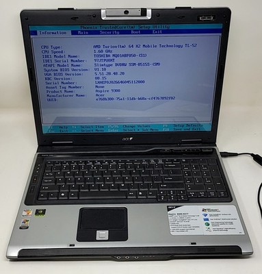 ACER ASPIRE 9300 Laptop AMD TURION 64 X2 MOBILE TL-52 1GB 500GB SEE NOTES