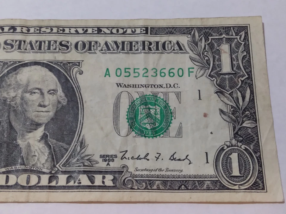 $1 Bill 1988 A Web Press Note Boston, A/L - Image 3 of 4