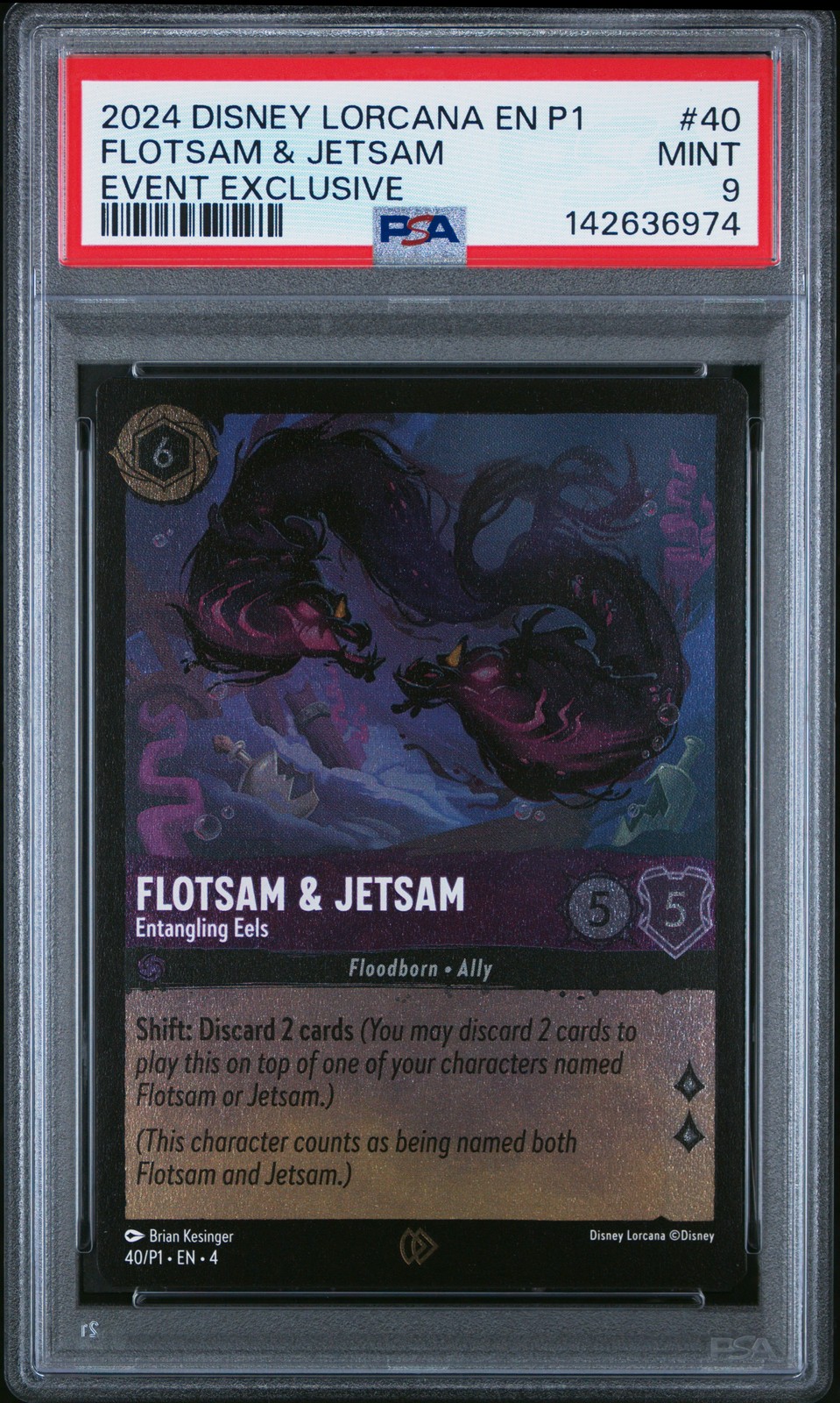 2024 DISNEY LORCANA EN P1-PROMO #40 FLOTSAM & JETSAM - ENTANGLING EELS PSA 9