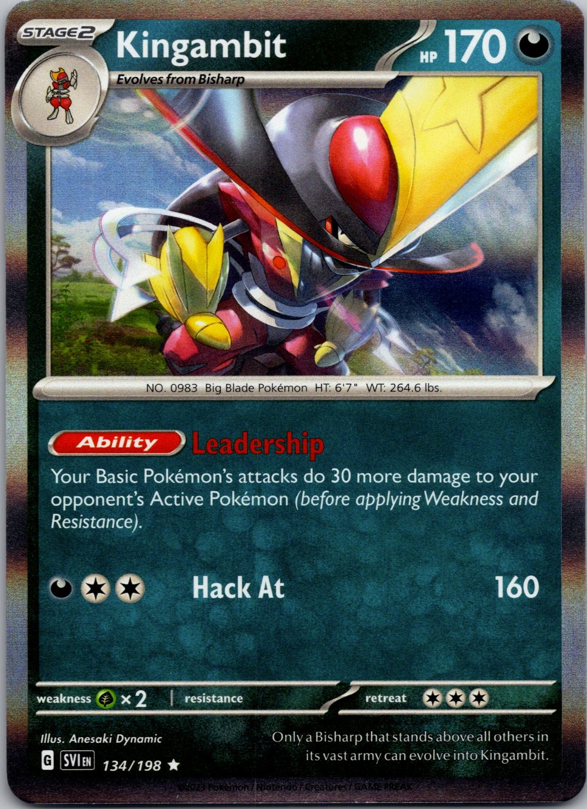 Kingambit 134/198 Rare Scarlet & Violet Pokemon Holo Near Mint