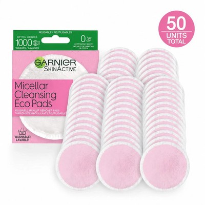 Garnier Micellar Cleansing Eco Pads, Reusable 50 soft Microfiber