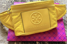Tory Burch Yellow Small Belt Bag Fanny Pack Zip Closure Logo Gold Hardware