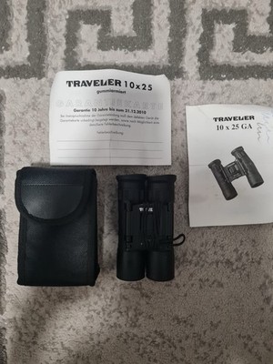 Traveler 10x25 Kompakt Fernglas mit Tasche - 101m/1000m Reichweite - Schwarz