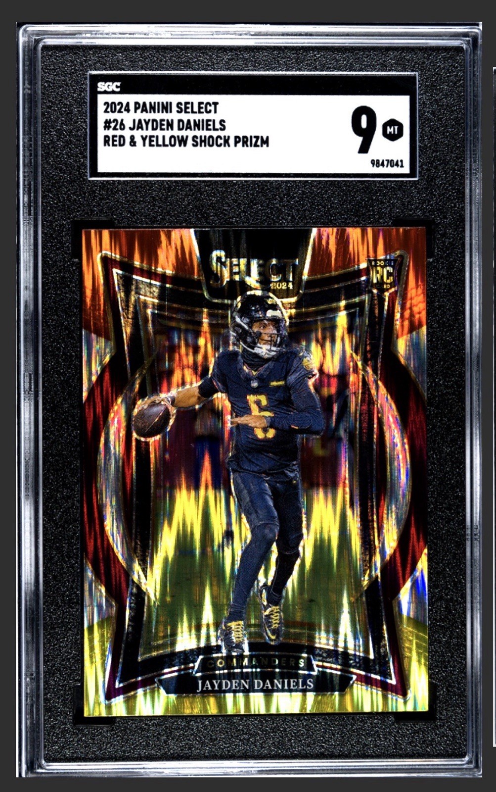 2024 PANINI SELECT JAYDEN DANIELS RED YELLOW SHOCK PRIZM ROOKIE #26 RC - SGC 9