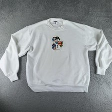 Vintage 90s Ugly Christmas Sweater Embroidered Snowman Womens Large Sweatshirt