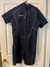 Sea Skin Wetsuit Adult Size XL Unisex 3/4 Length Front Zip Black Gray Stitch
