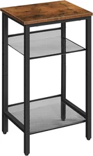 Side Table, 3-Tier Tall End Telephone Table with Adjustable Mesh Shelves, Small