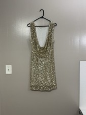 Gold Sequin Mini Bodycon Sheath Mini Dress FLAW C134