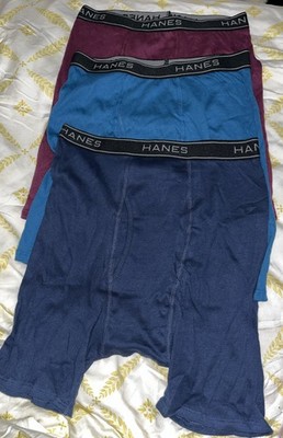 Hanes cotton blend  Boxer Briefs Long Leg Assorted  3pc Size Small
