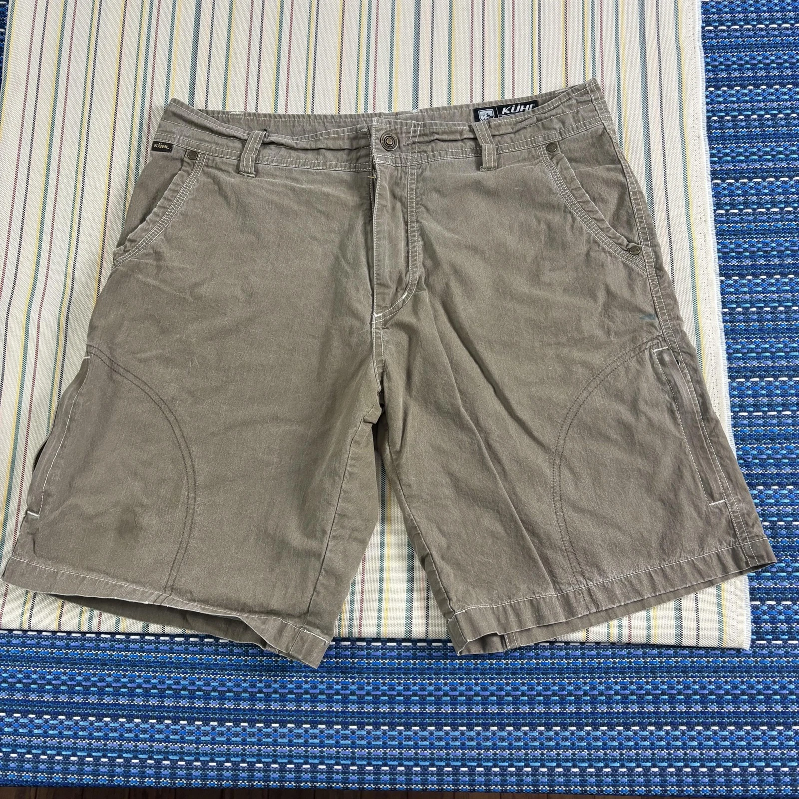 Kuhl Shorts Mens 34 Brown Hiking Outdoor Cargo Cotton Nylon Canvas 10 Inseam