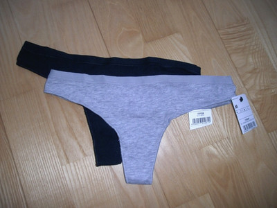 2x TEZENIS Strings Baumwolle Elasthan schwarz grau meliert Gr. M (= S 36/38) NEU