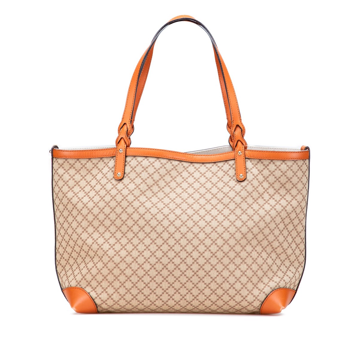 M① Gucci Medium Diamante Canvas Craft Tote | Pre-Loved | Orange