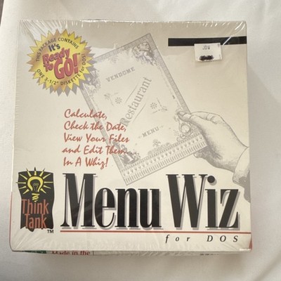 Think Tank Menu Wiz for DOS MS-DOS 3+ 3.5 in Floppy Disc 512K RAM Menu Utility