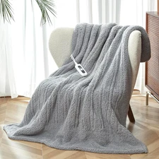Heated Throw Blanket Double Sided Sherpa, Soft Heating Electric Blanket for Bed,