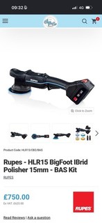 Rupes HLR21 BigFoot Cordless Polisher With iBrid 18V 5 0Ah Li Ion battery BAS