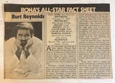 1970s Burt Reynolds Vintage Magazine Article Ephemera  Print Ad ART3