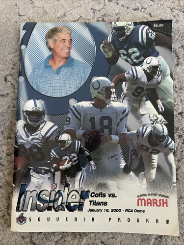 Indianapolis Colts Vs. Tennessee Titans Insider Souvenir Program January 16,2000