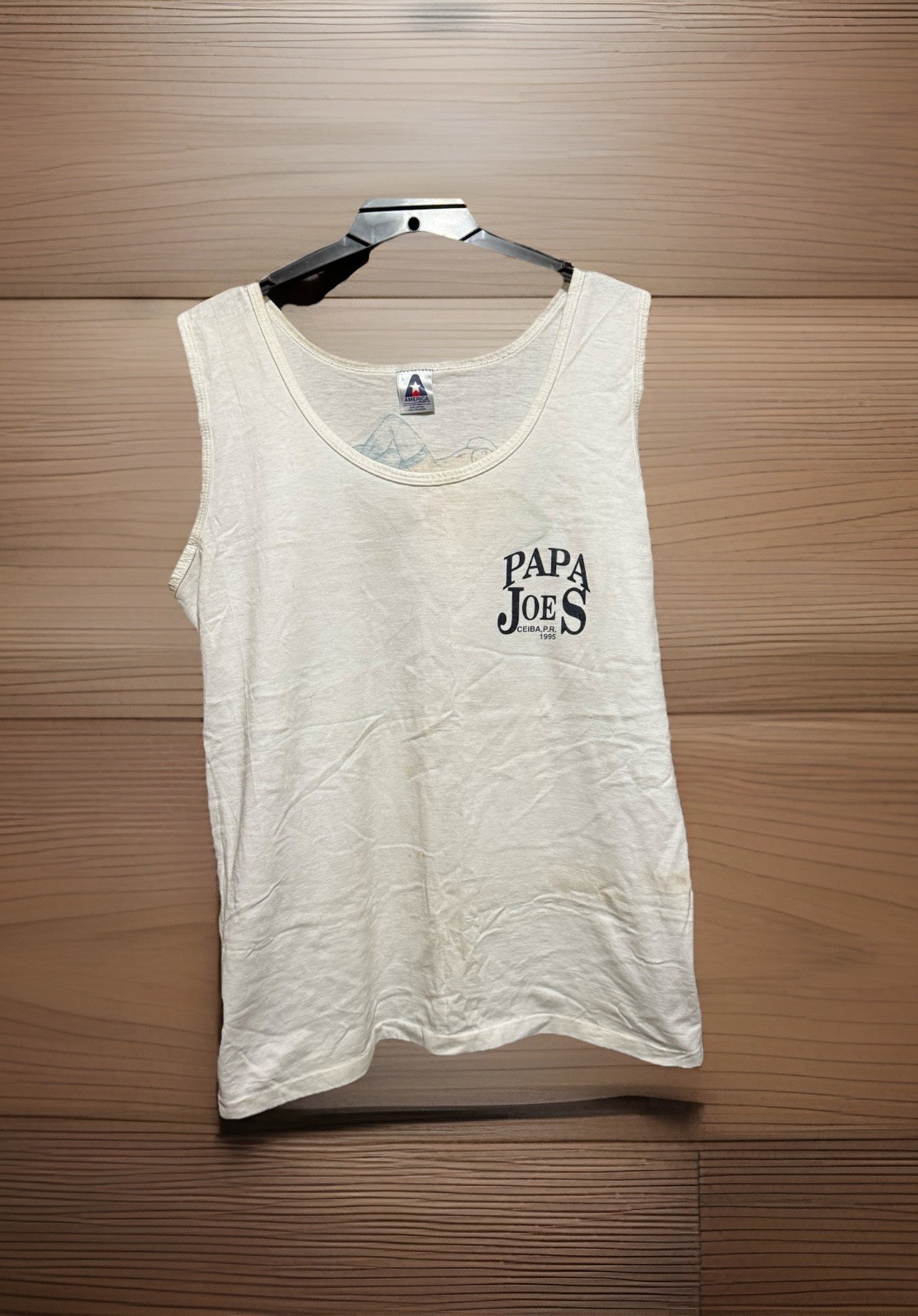 Papa Joes Ceiba Puerto Rico Souviner Tank Top 2 Sides NSFW Back Vintage 1995