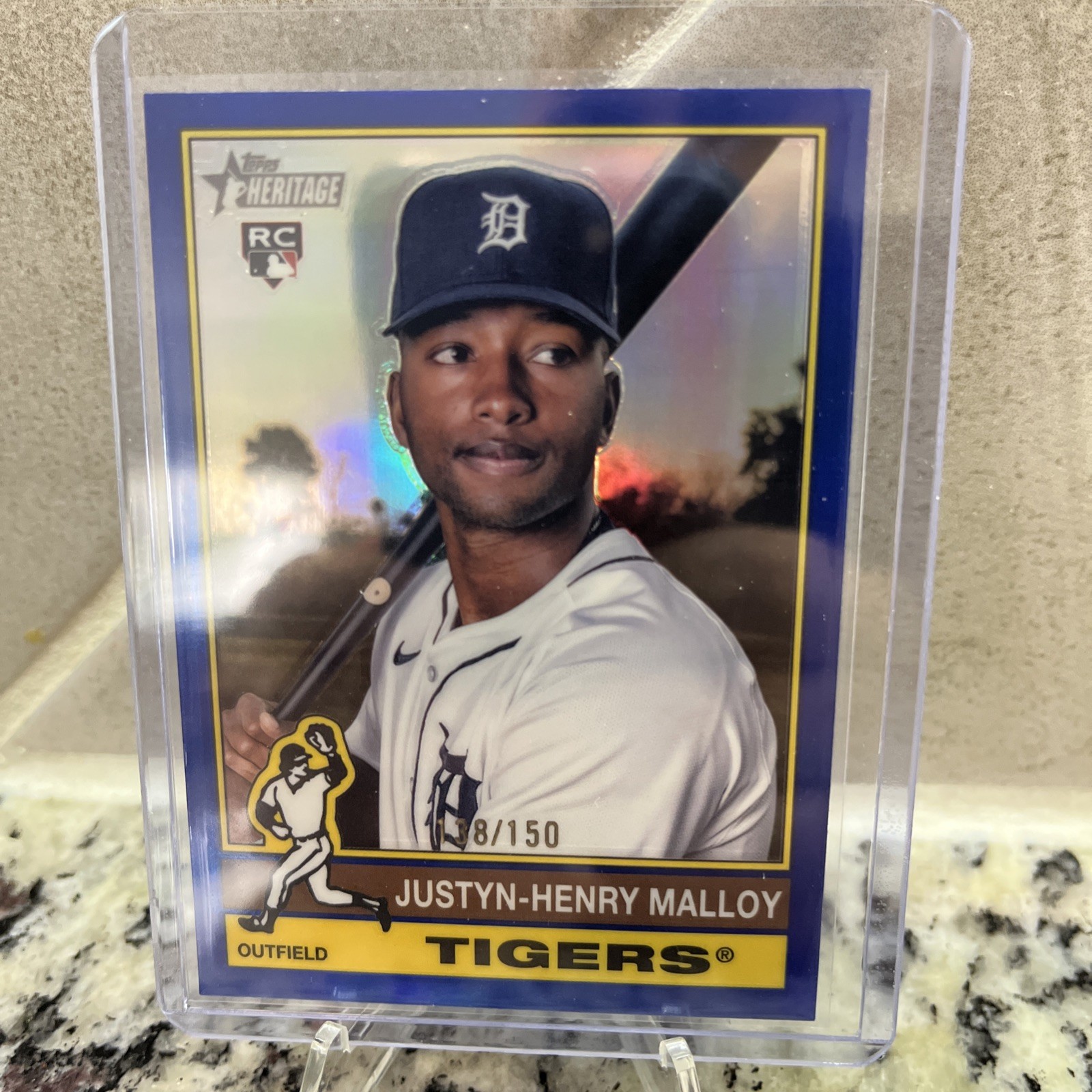 2025 Topps Heritage Justyn-Henry Malloy #305 Chrome Blue Border /150 (RC) Tigers